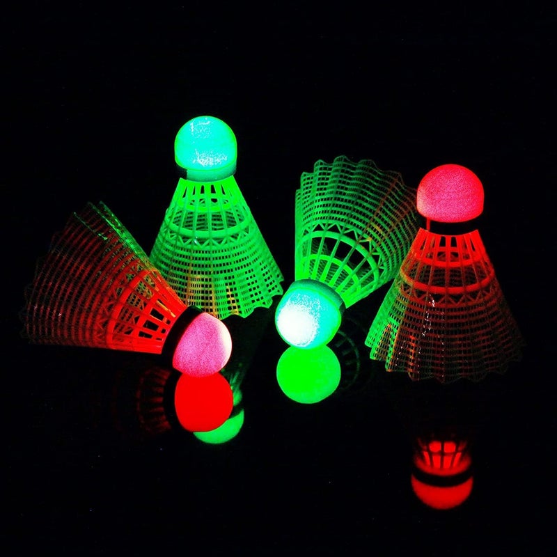 E-Jet Badminton Shuttlecocks, Badminton Birdies 4pcs - Lighting Glow in The Dark Night - Image 1